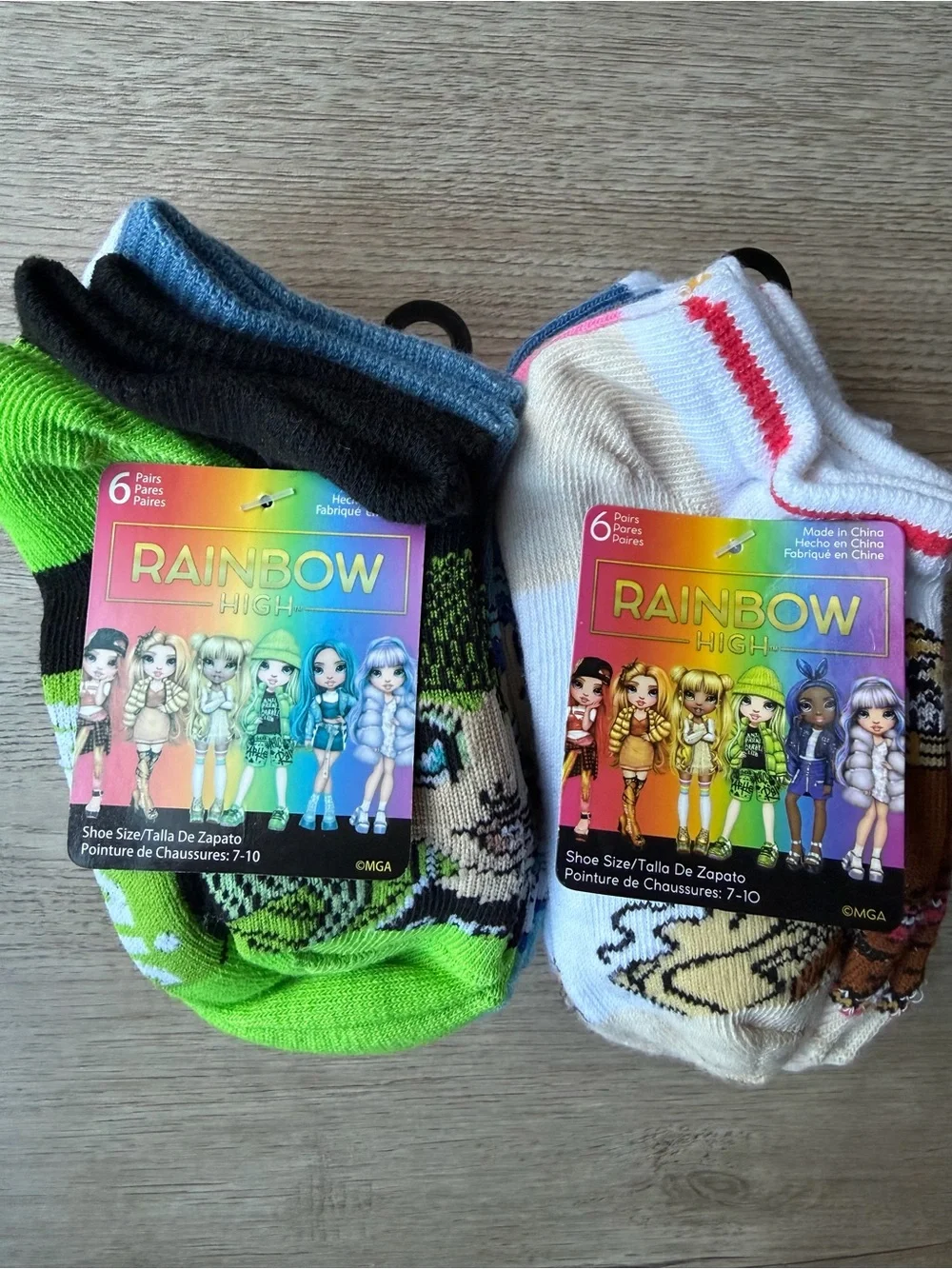 Rainbow High Girls 6-Pair Ankle Socks Bundle 12 Pairs Total NWT Shoe Size 7-10
